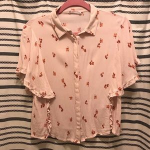 Light Pink Floral Cropped Blouse